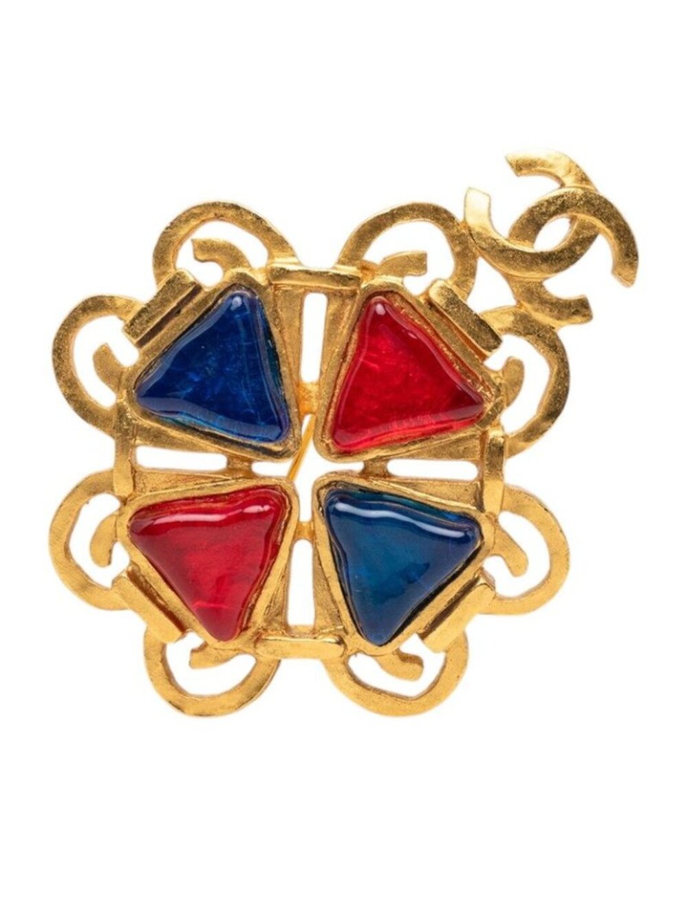 Chanel CC Logo Vintage Brooch 95 Gold Plated Resin